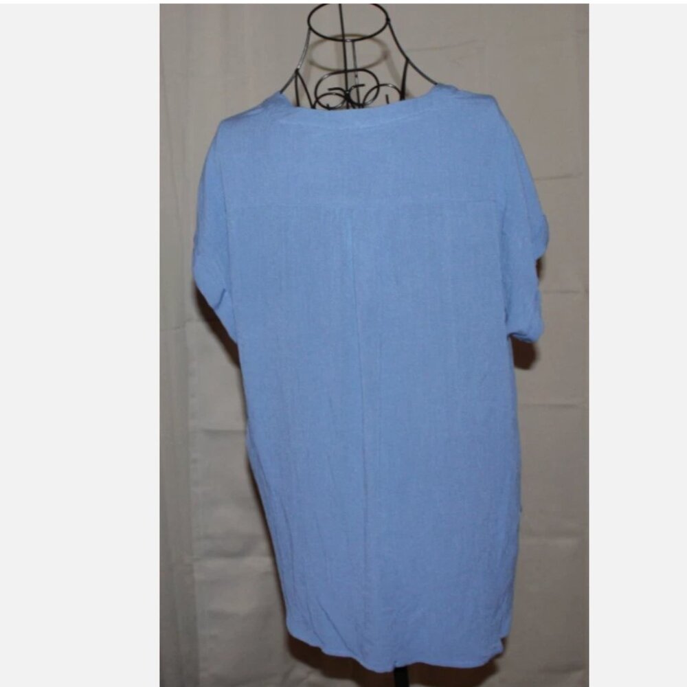Orvis Blue Blouse Short Sleeve Button Front Shirt Oversize S fits like M/L NWT - Picture 4 of 4